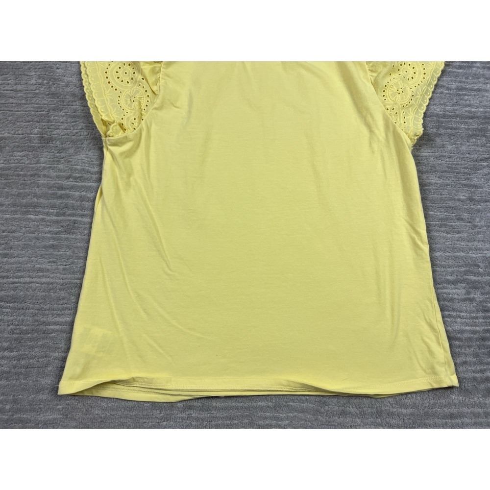 Express Top Womens Large Yellow Short Sleeve Cotton Blend Casual - Picture 9 of 13